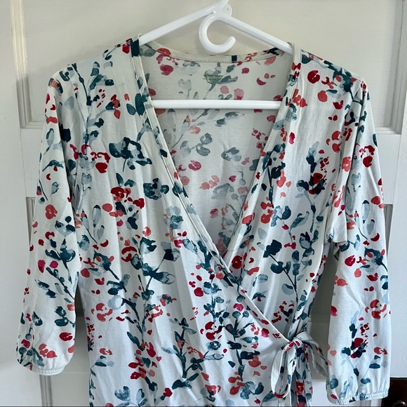 Garnet Hill Organic Green Cotton Asian Wrap Robe - Picture 3 of 4